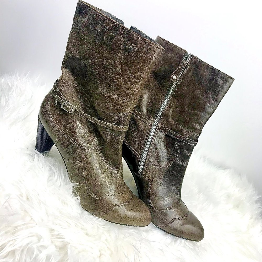 ROCKPORT Leather High Heel Zipper Boot, Sz 9.5